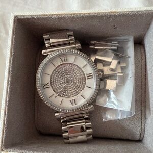 MK Silver Watch with Roman Numerals